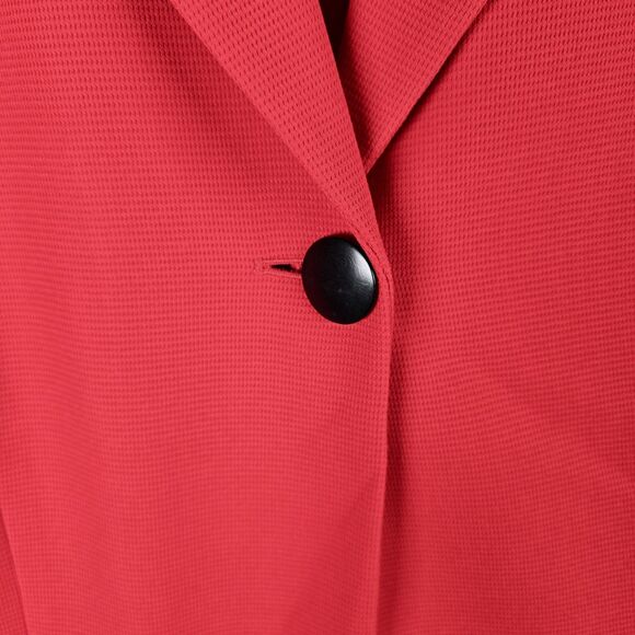 Anne Klein Blazer 10 Red Peplum Back Classic One Button Jacket Workwear Pockets - Picture 12 of 16